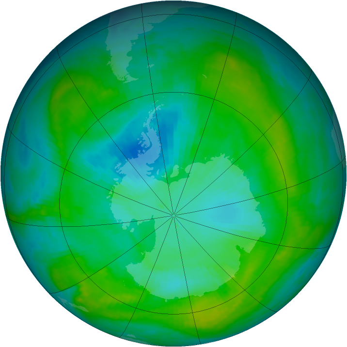 Antarctic ozone map for 27 January 1982